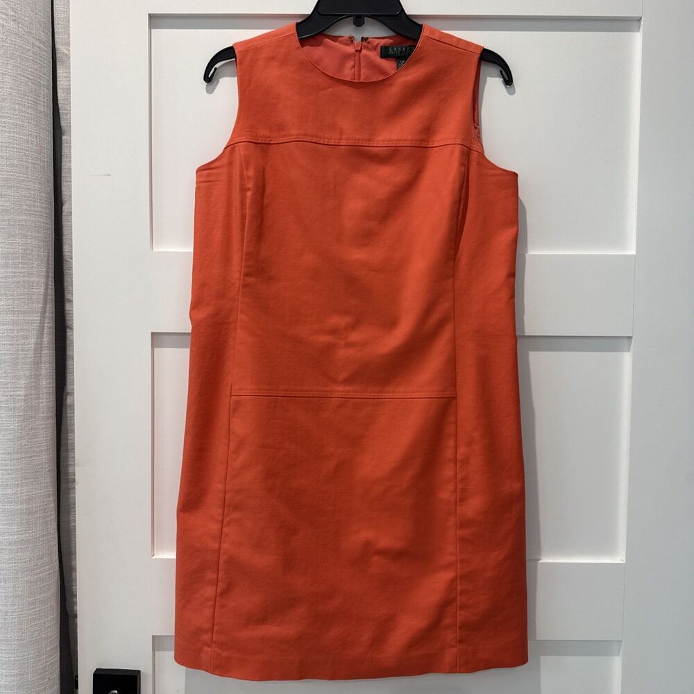 Lauren Ralph Lauren   Sleeveless Shift Dress Size 12 P Lined Cotton Blend
